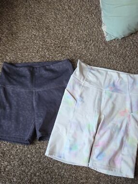 Women’s High-Waist Shorts - Light Tie-Dye and Charcoal Bundle.  Medium